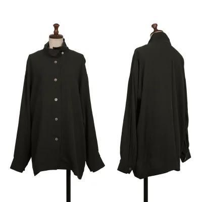 ISSEY MIYAKE PERMANENTE Cotton Silk Stand-collar Shirt