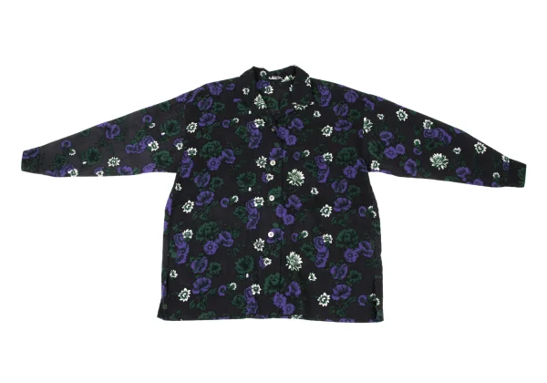 ISSEY MIYAKE PERMANENTE Wool Floral Print Open-collar Shirt K-174170_002