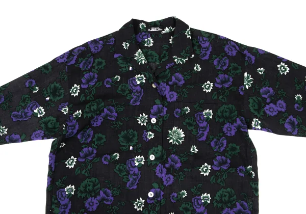 ISSEY MIYAKE PERMANENTE Wool Floral Print Open-collar Shirt K-174170_003