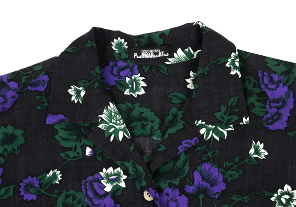 ISSEY MIYAKE PERMANENTE Wool Floral Print Open-collar Shirt K-174170_004