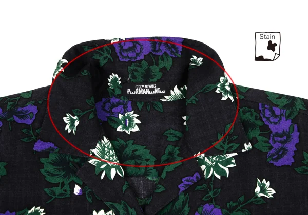 ISSEY MIYAKE PERMANENTE Wool Floral Print Open-collar Shirt K-174170_005