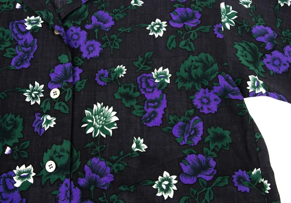 ISSEY MIYAKE PERMANENTE Wool Floral Print Open-collar Shirt K-174170_006