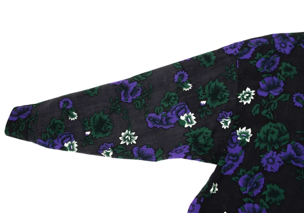 ISSEY MIYAKE PERMANENTE Wool Floral Print Open-collar Shirt K-174170_007