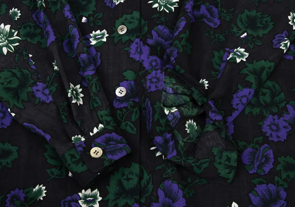 ISSEY MIYAKE PERMANENTE Wool Floral Print Open-collar Shirt K-174170_008