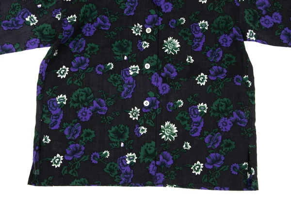 ISSEY MIYAKE PERMANENTE Wool Floral Print Open-collar Shirt K-174170_009