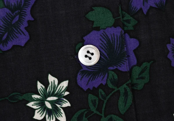 ISSEY MIYAKE PERMANENTE Wool Floral Print Open-collar Shirt K-174170_010