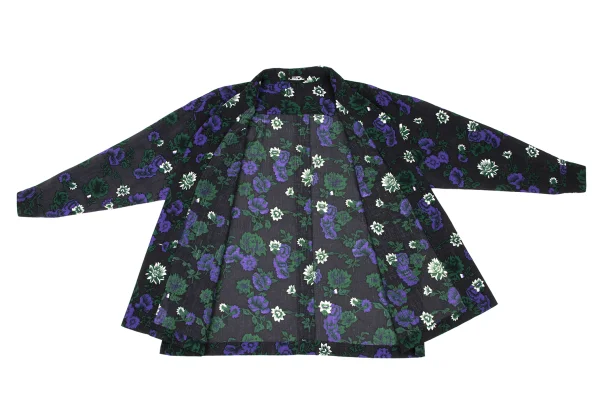 ISSEY MIYAKE PERMANENTE Wool Floral Print Open-collar Shirt K-174170_011