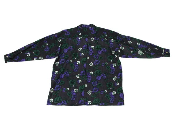 ISSEY MIYAKE PERMANENTE Wool Floral Print Open-collar Shirt K-174170_012