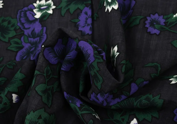 ISSEY MIYAKE PERMANENTE Wool Floral Print Open-collar Shirt K-174170_015