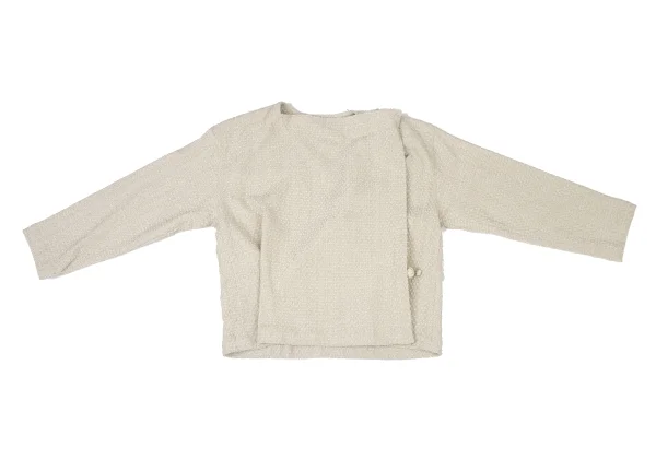 ISSEY MIYAKE PERMANENTE Silk Blend Design Weave Collarless Wrap Jacket K-174171_002