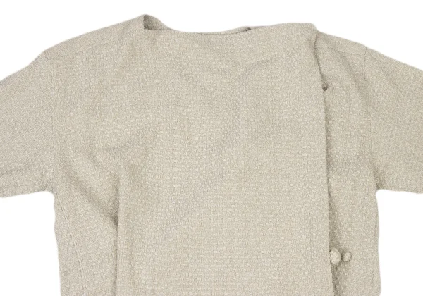 ISSEY MIYAKE PERMANENTE Silk Blend Design Weave Collarless Wrap Jacket K-174171_003