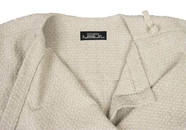 ISSEY MIYAKE PERMANENTE Silk Blend Design Weave Collarless Wrap Jacket K-174171_006