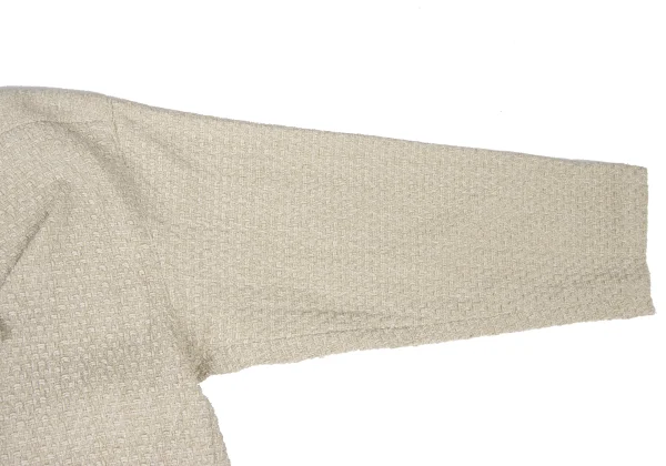ISSEY MIYAKE PERMANENTE Silk Blend Design Weave Collarless Wrap Jacket K-174171_007