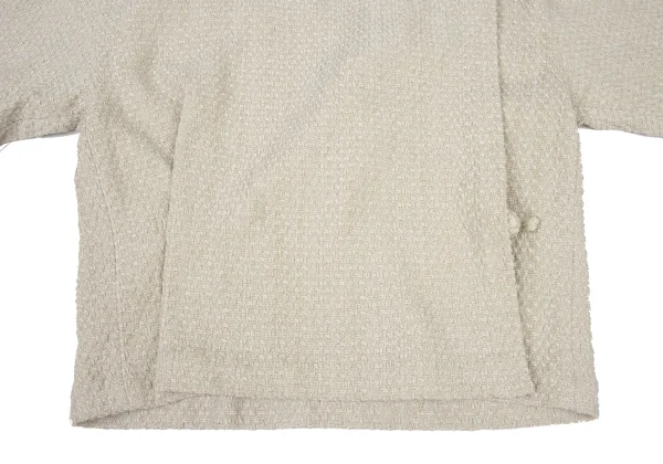 ISSEY MIYAKE PERMANENTE Silk Blend Design Weave Collarless Wrap Jacket K-174171_009