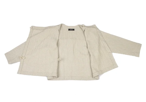 ISSEY MIYAKE PERMANENTE Silk Blend Design Weave Collarless Wrap Jacket K-174171_012