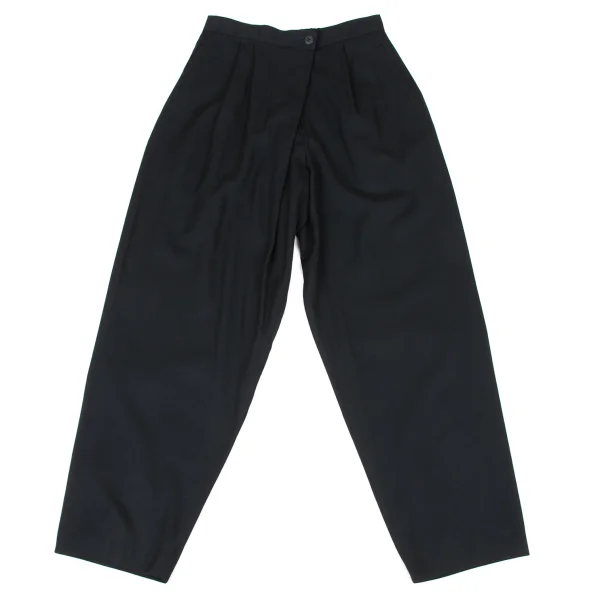 ISSEY MIYAKE PERMANENTE Wool Rayon Tuck Tapered Pants Navy L K-174173_001