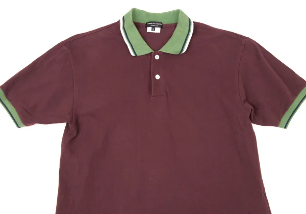 OMME des GARCONS HOMME PLUS Ribbed Cotton Linen Piqué Polo Shirt K-174178_002