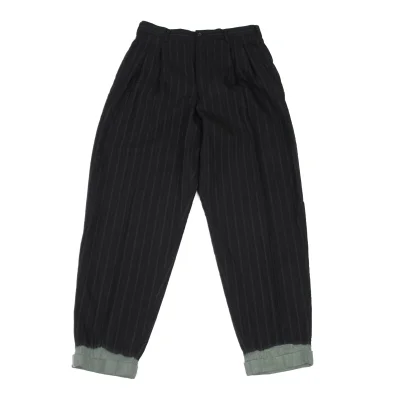 COMME des GARCONS HOMME PLUS Bleached Hem Wool Stripe Twu Tuck Pants