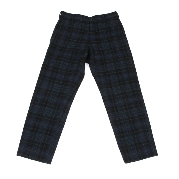 COMME des GARCONS HOMME PLUS Wool Blend Checked Tapered Pants Navy,Green M K-174182_001