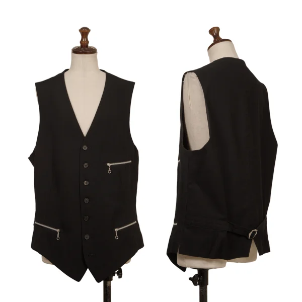 S'YTE Wool Gabardine Zip Pocket Vest Black 3 K-174209_001