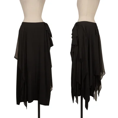 Yohji Yamamoto FEMME Sheer Panel Draped Skirt