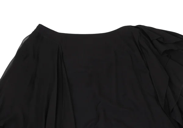 Yohji Yamamoto FEMME Sheer Panel Draped Skirt K-174215_003
