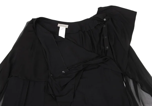 Yohji Yamamoto FEMME Sheer Panel Draped Skirt K-174215_005