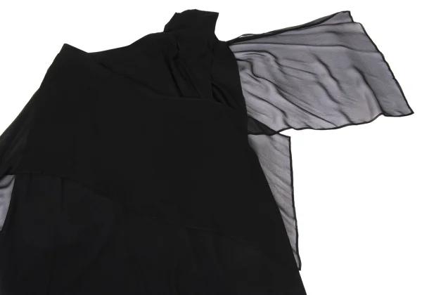 Yohji Yamamoto FEMME Sheer Panel Draped Skirt K-174215_007