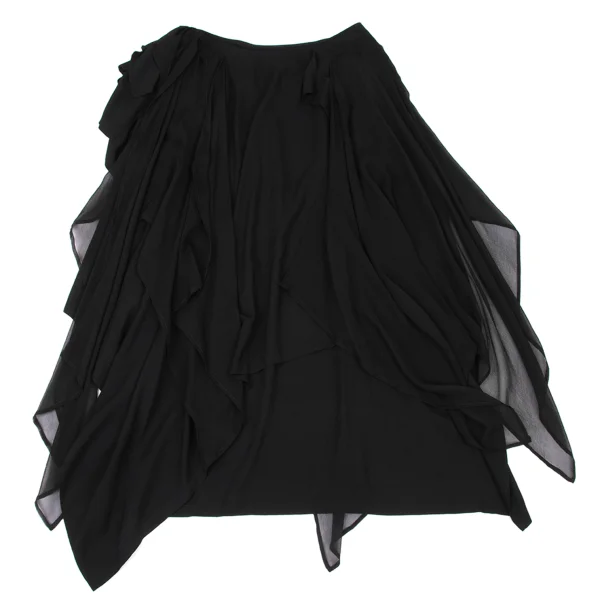 Yohji Yamamoto FEMME Sheer Panel Draped Skirt K-174215_009