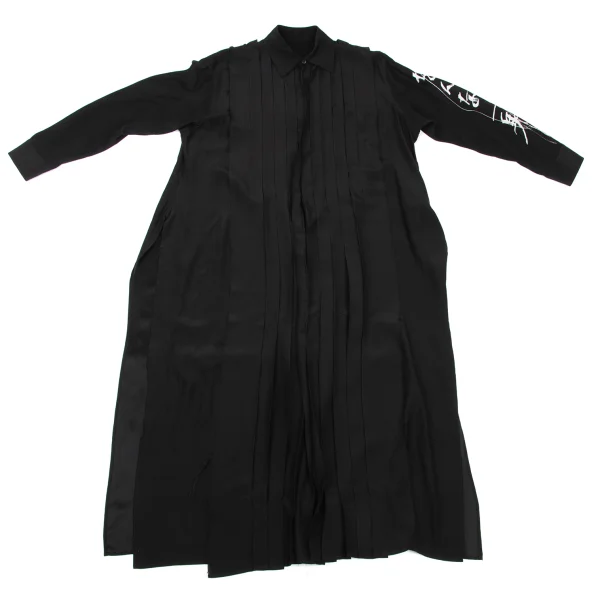 Yohji Yamamoto FEMME Seigo Matsuoka Poem Print Pleated Shirt Dress K-174216_005
