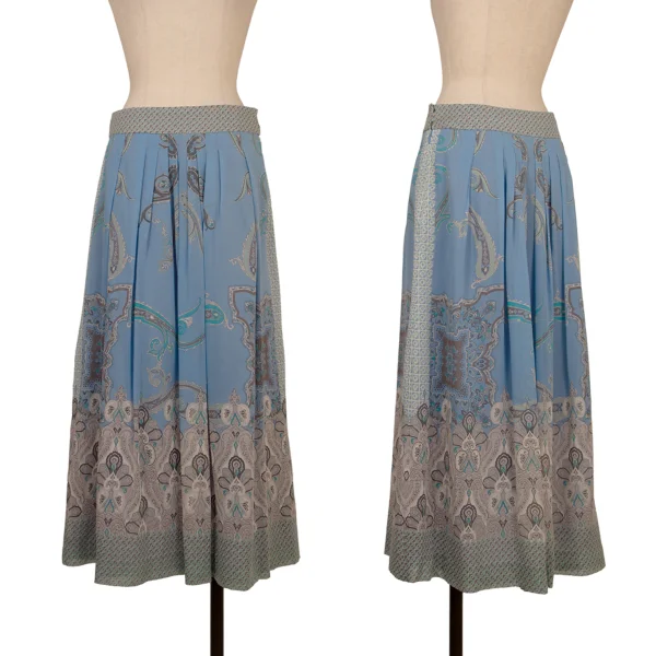 yoshie inaba Paisley Silk Flared Skirt Blue 9 K-174223_001