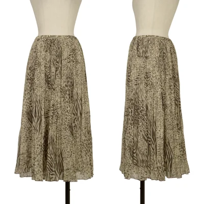 K OF KRIZIA Animal Printed Pleats Skirt