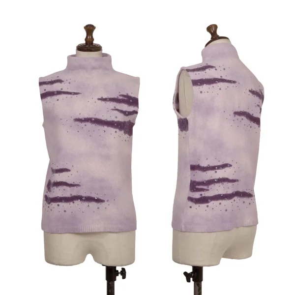 K OF KRIZIA Angora Blend Wool Sequin Sleeveless Knit Purple 40 K-174228_001