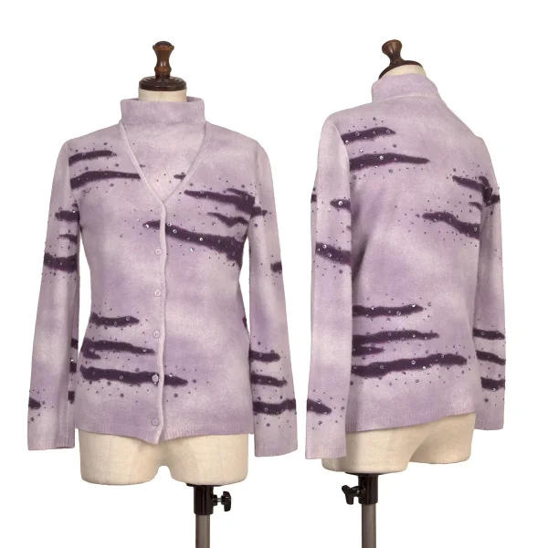 K OF KRIZIA Angora Blend Wool Sequin Knit Ensemble Purple 40 K-174230_001