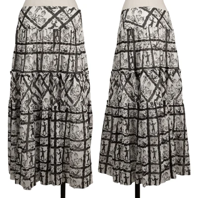 LaPeriode yoshie inaba Cotton Printed Tiered Skirt