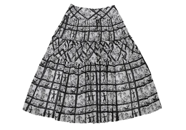 LaPeriode yoshie inaba Cotton Printed Tiered Skirt K-174233_002