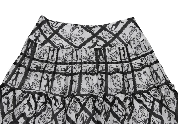 LaPeriode yoshie inaba Cotton Printed Tiered Skirt K-174233_003