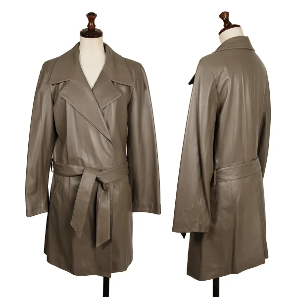 agnes b. SPECIAL Lamb Leather Half Coat Mocha 2 K-174236_001