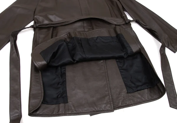 pierre cardin Lamb Leather Belted Coat K-174237_017