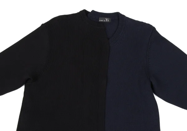 RISMAT by Y's Cotton Asymmetry Bicolor Switching Knit Sweater K-174238_003
