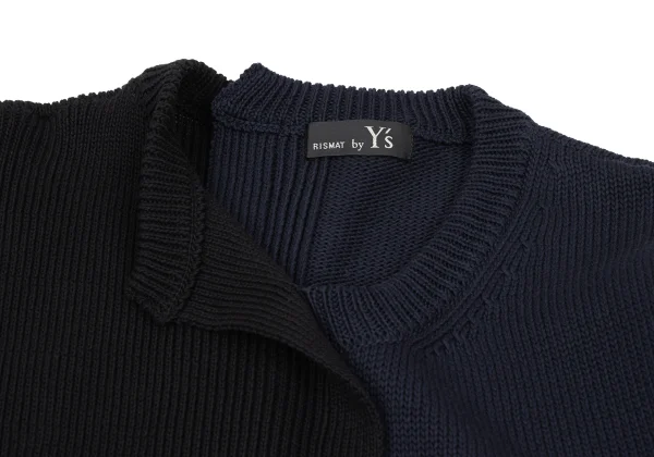 RISMAT by Y's Cotton Asymmetry Bicolor Switching Knit Sweater K-174238_005