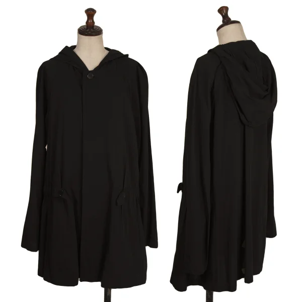Y's Rayon Cotton Hooded Jacket Black 2 K-174240_001
