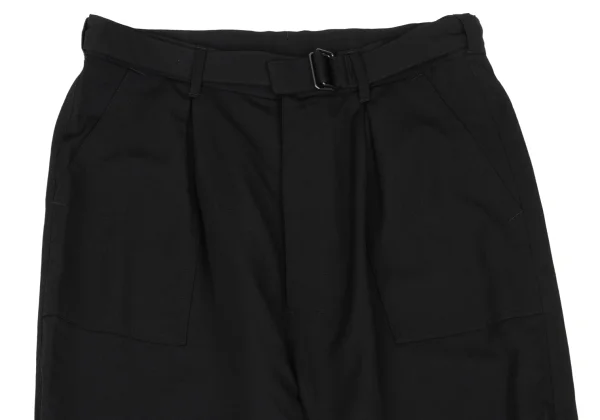 Y's Wool Gabardine Belted Hem Zipper Dropped Crotch Pants K-174242_002