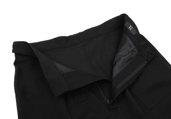 Y's Wool Gabardine Belted Hem Zipper Dropped Crotch Pants K-174242_005