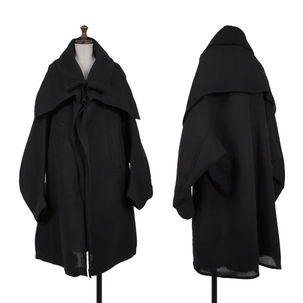 Y's Brushed Wool Double Collar Coat  Black 1 K-174243_001