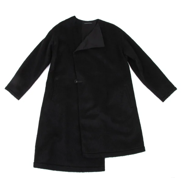 Y's Mohair Blend Wool Reversible Collarless Coat K-174244_003