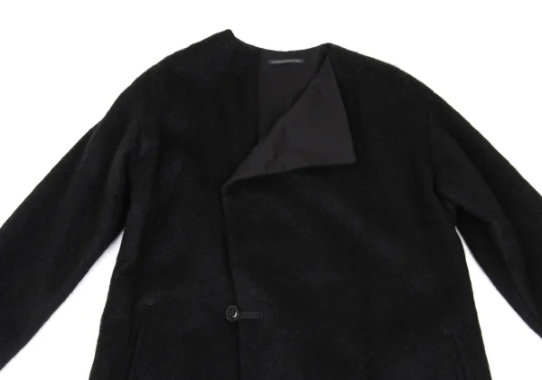 Y's Mohair Blend Wool Reversible Collarless Coat K-174244_004