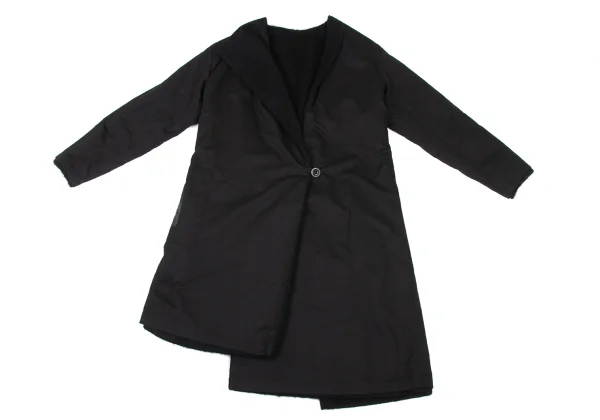 Y's Mohair Blend Wool Reversible Collarless Coat K-174244_014