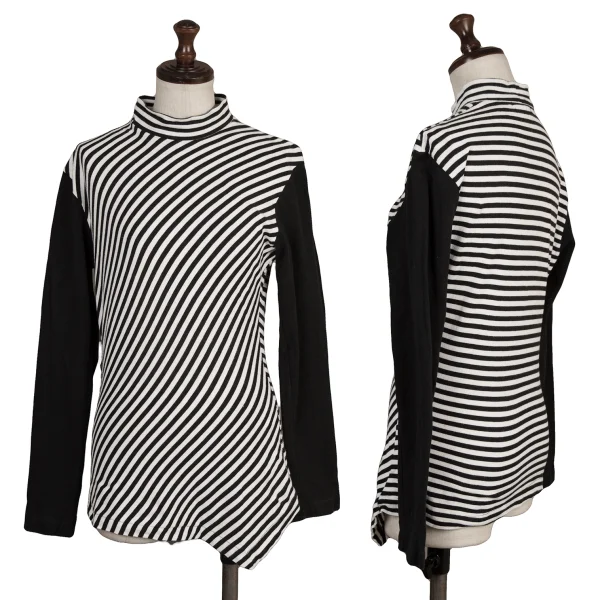 tricot COMME des GARCONS Bias Stripe Turtle Neck T Shirt White,Black XS-S K-174260_001