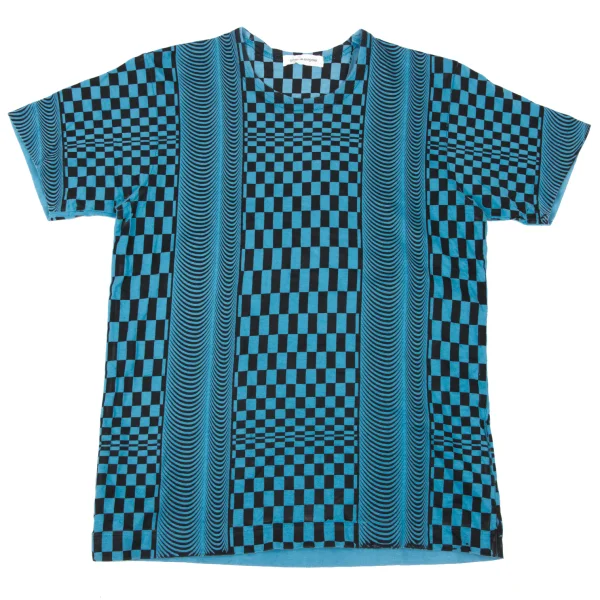 COMME des GARCONS Check Printed T Shirt Blue S-M K-174263_001